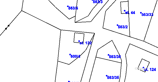 Parcela st. 122 v KÚ Pulovice, Katastrální mapa