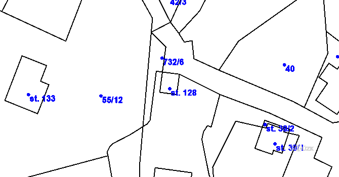 Parcela st. 128 v KÚ Pulovice, Katastrální mapa