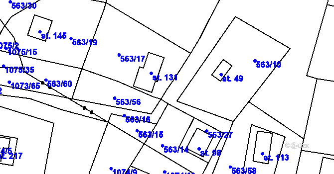 Parcela st. 563/28 v KÚ Pulovice, Katastrální mapa