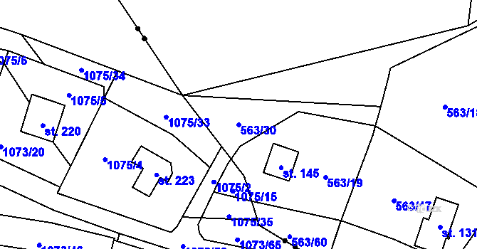 Parcela st. 563/30 v KÚ Pulovice, Katastrální mapa