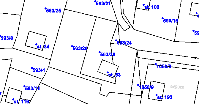 Parcela st. 563/38 v KÚ Pulovice, Katastrální mapa