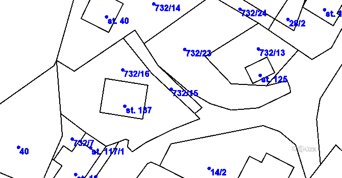 Parcela st. 732/15 v KÚ Pulovice, Katastrální mapa