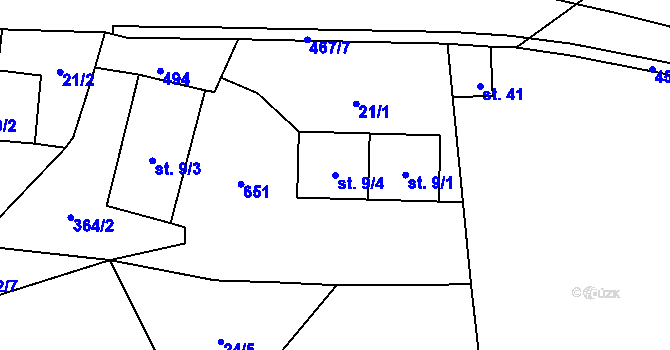 Parcela st. 9/4 v KÚ Sedlečko u Karlových Var, Katastrální mapa
