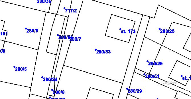 Parcela st. 280/53 v KÚ Sedlečko u Karlových Var, Katastrální mapa