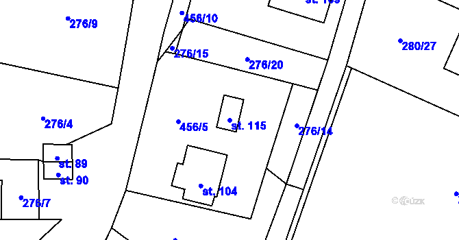 Parcela st. 115 v KÚ Sedlečko u Karlových Var, Katastrální mapa