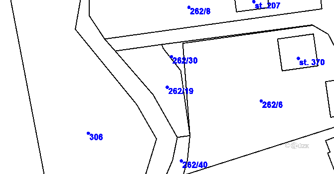 Parcela st. 262/19 v KÚ Šemnice, Katastrální mapa