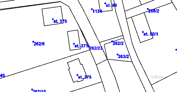 Parcela st. 262/23 v KÚ Šemnice, Katastrální mapa