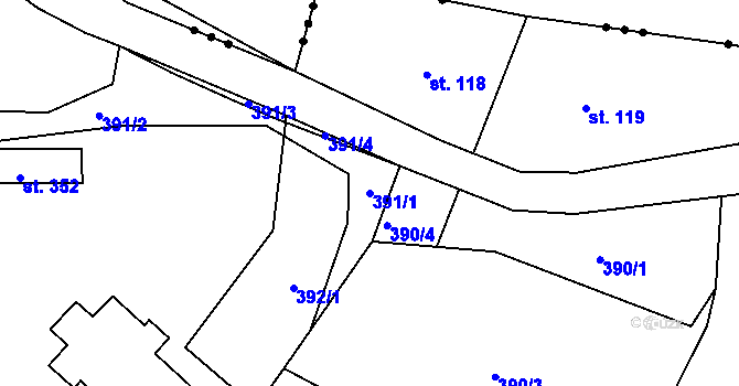 Parcela st. 391/1 v KÚ Šemnice, Katastrální mapa
