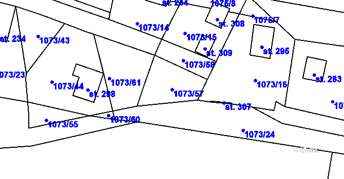 Parcela st. 1073/57 v KÚ Šemnice, Katastrální mapa