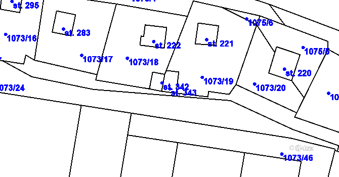 Parcela st. 343 v KÚ Šemnice, Katastrální mapa