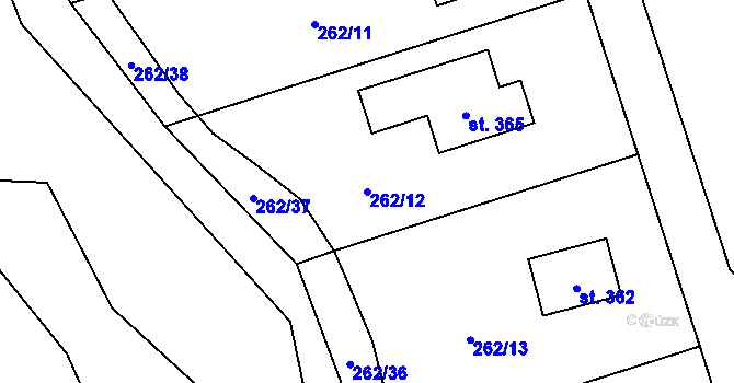 Parcela st. 262/12 v KÚ Šemnice, Katastrální mapa
