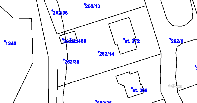 Parcela st. 262/14 v KÚ Šemnice, Katastrální mapa