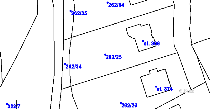Parcela st. 262/25 v KÚ Šemnice, Katastrální mapa