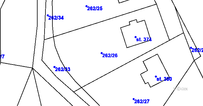 Parcela st. 262/26 v KÚ Šemnice, Katastrální mapa