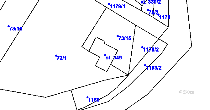 Parcela st. 349 v KÚ Šemnice, Katastrální mapa