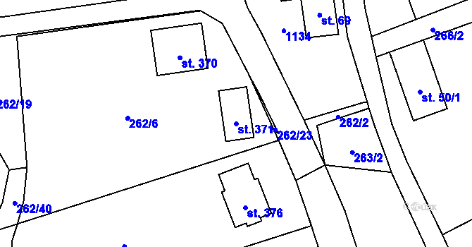 Parcela st. 371 v KÚ Šemnice, Katastrální mapa