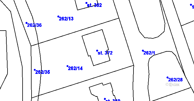 Parcela st. 372 v KÚ Šemnice, Katastrální mapa