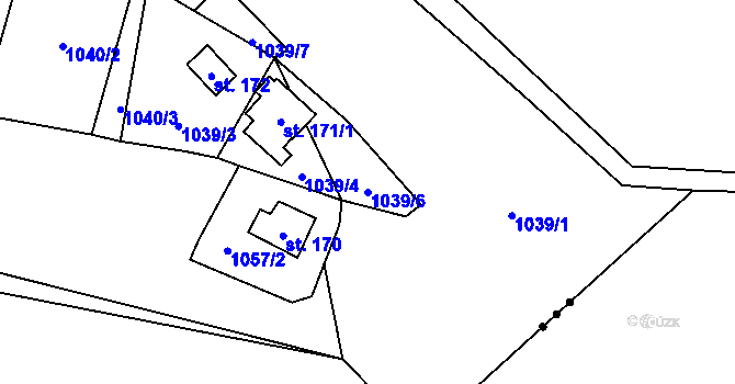 Parcela st. 1039/6 v KÚ Šemnice, Katastrální mapa