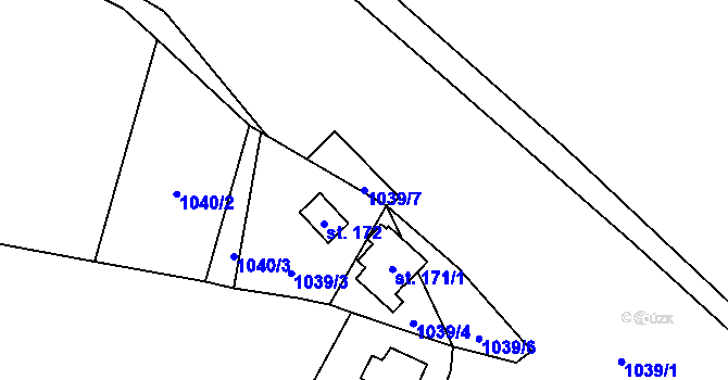 Parcela st. 1039/7 v KÚ Šemnice, Katastrální mapa