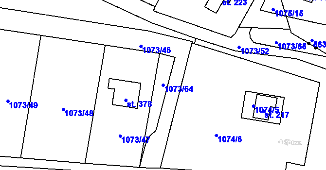 Parcela st. 1073/64 v KÚ Šemnice, Katastrální mapa