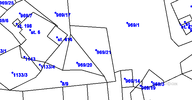 Parcela st. 969/21 v KÚ Šemnice, Katastrální mapa