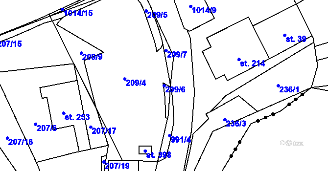 Parcela st. 209/6 v KÚ Šemnice, Katastrální mapa