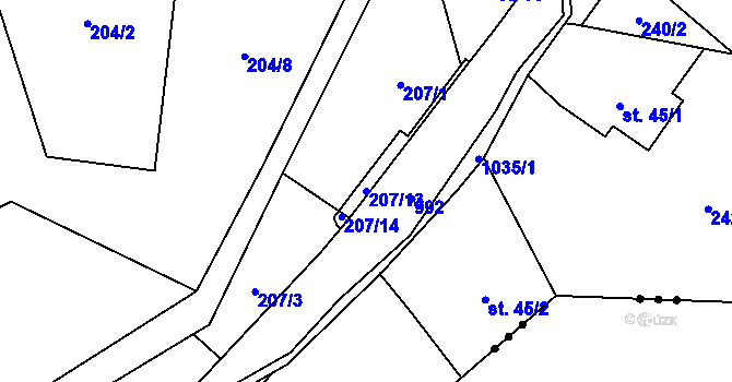 Parcela st. 207/13 v KÚ Šemnice, Katastrální mapa