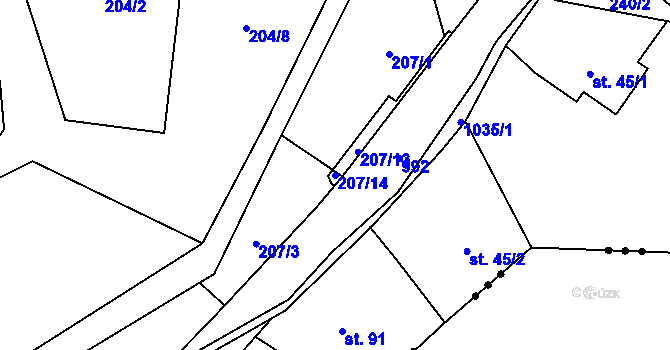 Parcela st. 207/14 v KÚ Šemnice, Katastrální mapa