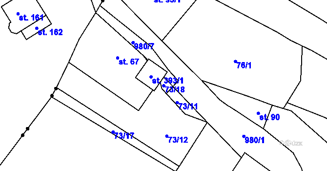 Parcela st. 73/18 v KÚ Šemnice, Katastrální mapa