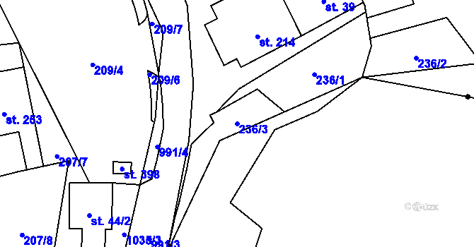 Parcela st. 236/3 v KÚ Šemnice, Katastrální mapa