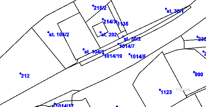 Parcela st. 1014/19 v KÚ Šemnice, Katastrální mapa