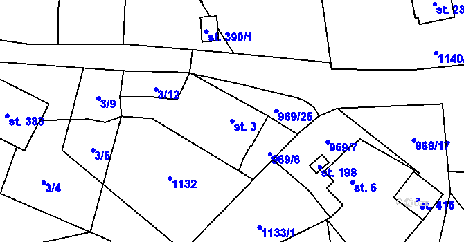 Parcela st. 3 v KÚ Šemnice, Katastrální mapa