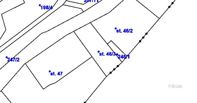 Parcela st. 46/3 v KÚ Šemnice, Katastrální mapa