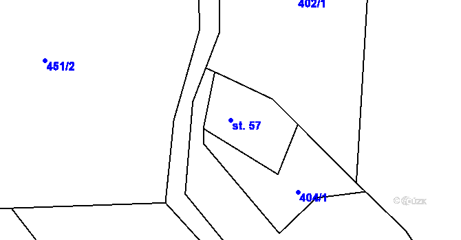 Parcela st. 57 v KÚ Šemnice, Katastrální mapa