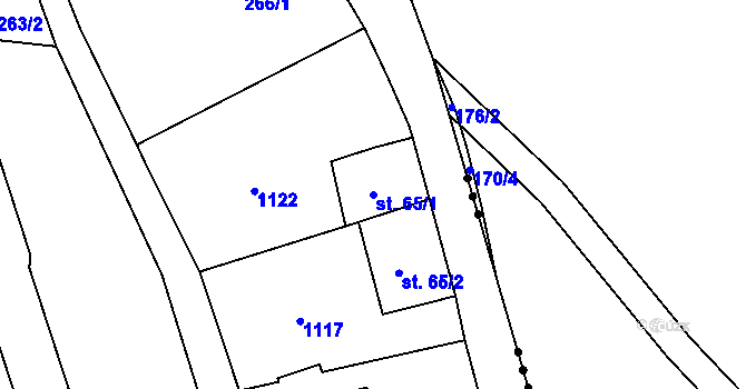 Parcela st. 65/1 v KÚ Šemnice, Katastrální mapa