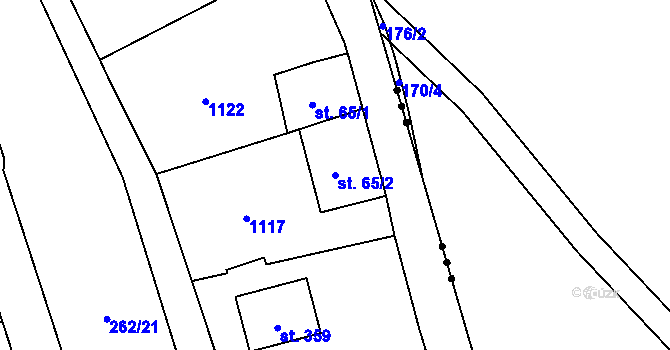 Parcela st. 65/2 v KÚ Šemnice, Katastrální mapa