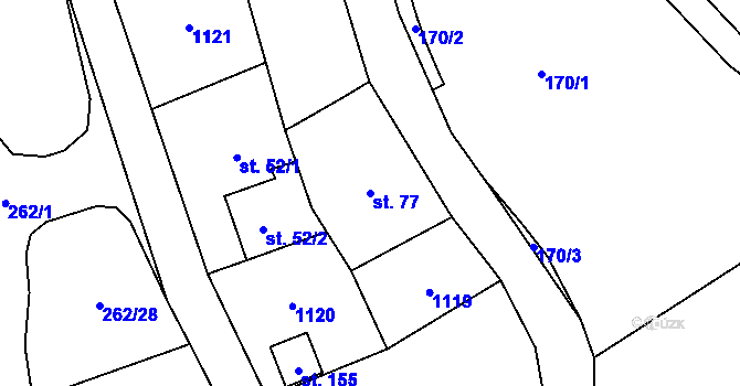 Parcela st. 77 v KÚ Šemnice, Katastrální mapa
