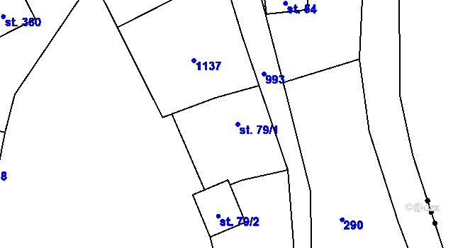 Parcela st. 79/1 v KÚ Šemnice, Katastrální mapa