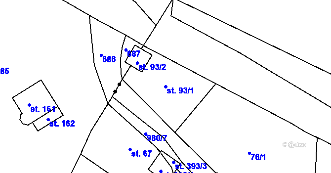 Parcela st. 93/1 v KÚ Šemnice, Katastrální mapa