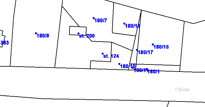 Parcela st. 124 v KÚ Šemnice, Katastrální mapa