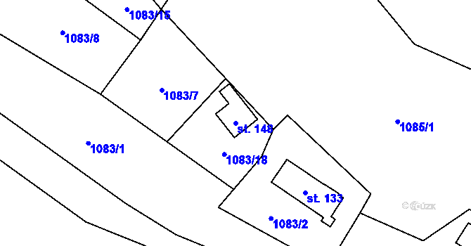 Parcela st. 148 v KÚ Šemnice, Katastrální mapa
