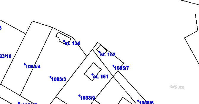 Parcela st. 152 v KÚ Šemnice, Katastrální mapa