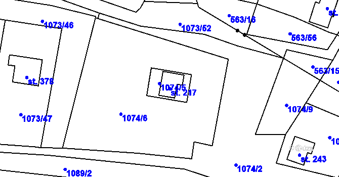 Parcela st. 217 v KÚ Šemnice, Katastrální mapa