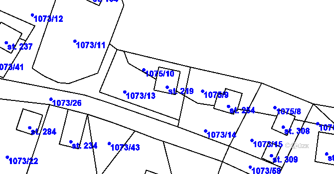 Parcela st. 219 v KÚ Šemnice, Katastrální mapa