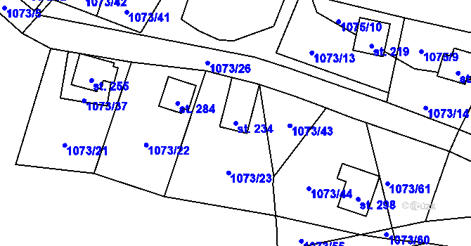 Parcela st. 234 v KÚ Šemnice, Katastrální mapa