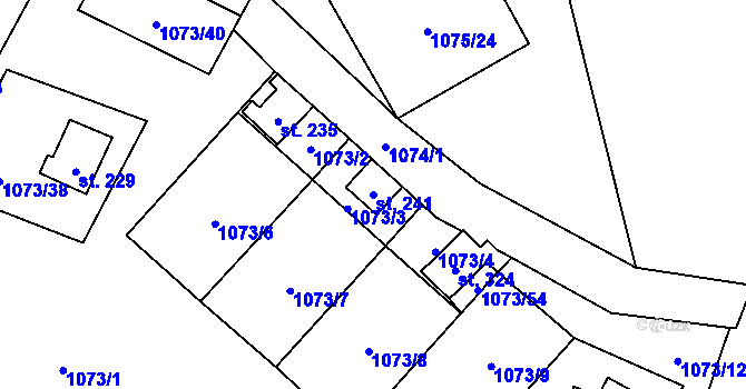 Parcela st. 241 v KÚ Šemnice, Katastrální mapa