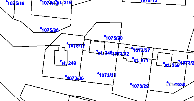 Parcela st. 246 v KÚ Šemnice, Katastrální mapa