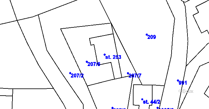Parcela st. 253 v KÚ Šemnice, Katastrální mapa
