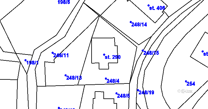 Parcela st. 290 v KÚ Šemnice, Katastrální mapa