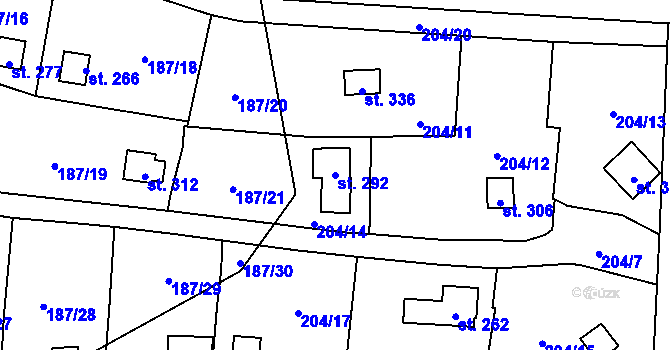Parcela st. 292 v KÚ Šemnice, Katastrální mapa